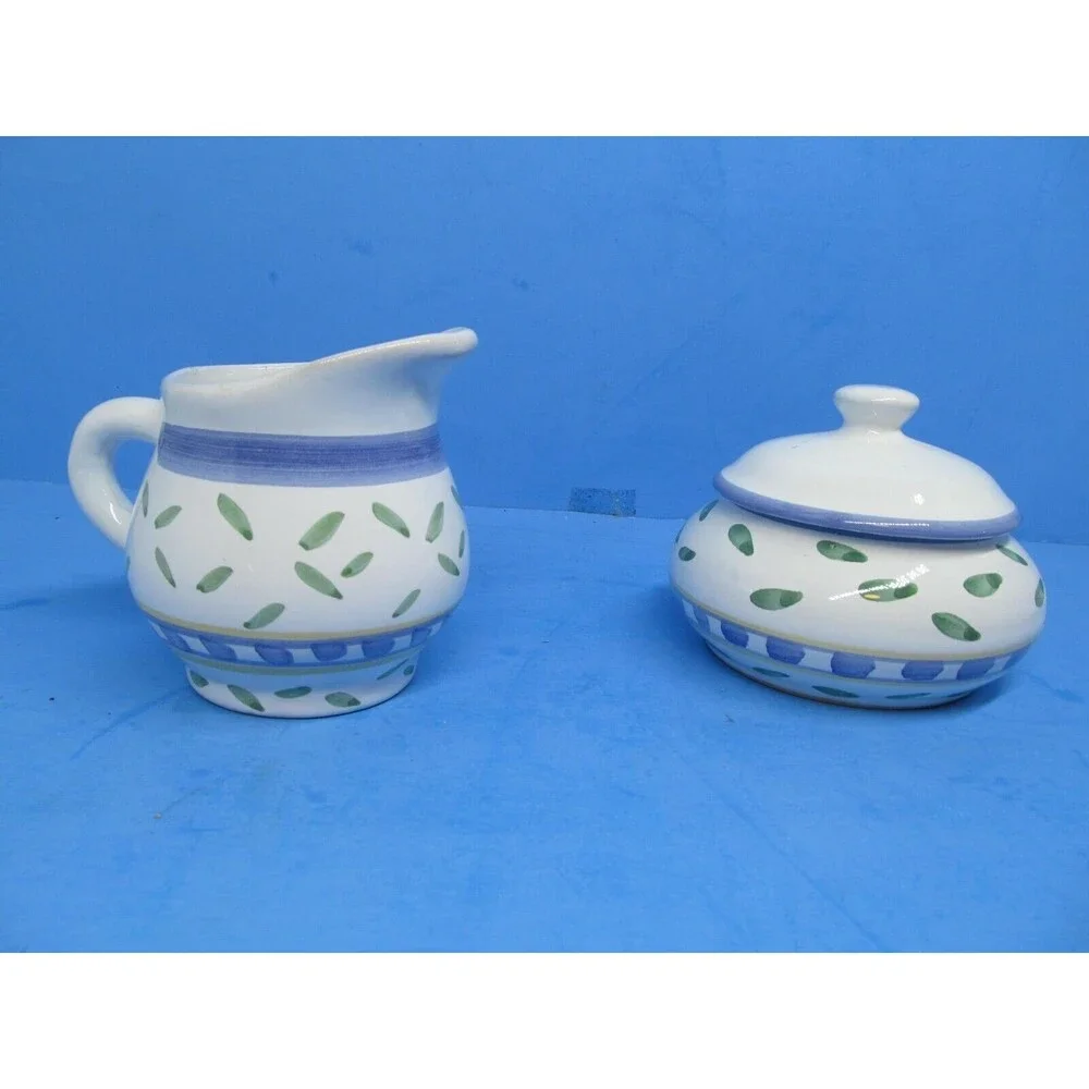 Williams Sonoma Tournesol Italy Sugar Bowl With Lid And Creamer EUC
